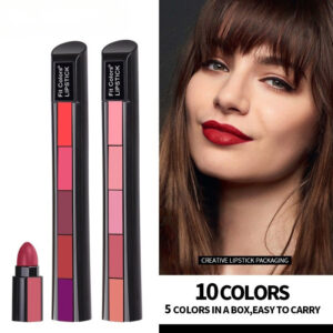 10-Color Matte Velvet Lipstick Set, 5-in-1 Long Lasting Non-Drying Lipstick Kit, Portable Multi-Color Lip Stick For Daily & Party Makeup