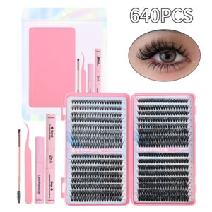 Lash Clusters, 640 Pcs Eyelashes Cluster Extensions 9-16mm Fluffy Individual Lashes 30D-60D D Curl False Eyelashes