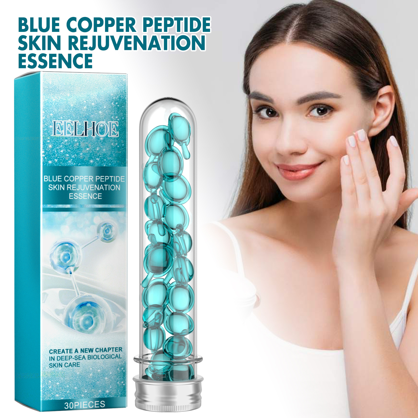 EELHOE Blue Copper Peptide Skin Rejuvenation Essence, Firming Skin Carry Bright Color Of Skin Refreshing Skin Facial Essence - Image 7