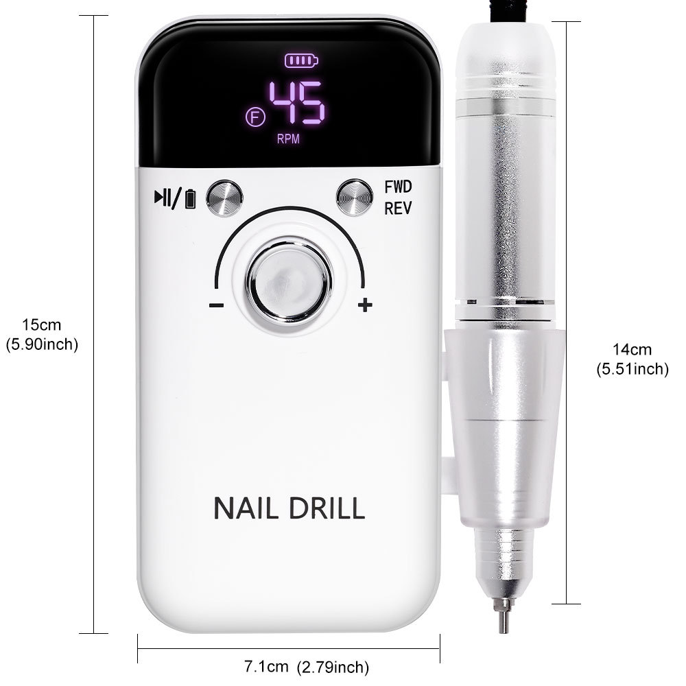 Electric Nail Drill Professional 45000RPM - Rechargeable Nail Drill Kit Portable Electric Nail File With Complete Bits For Acrylic Nails Gel Polishing Removing - Image 10