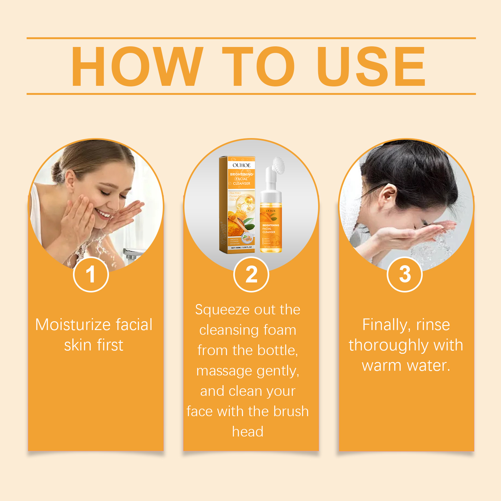 OUHOE Turmeric Cleanser Gently Cleanses Facial Skin, Moistens, Nourishes And Nourishes Skin Without Straining - Image 9