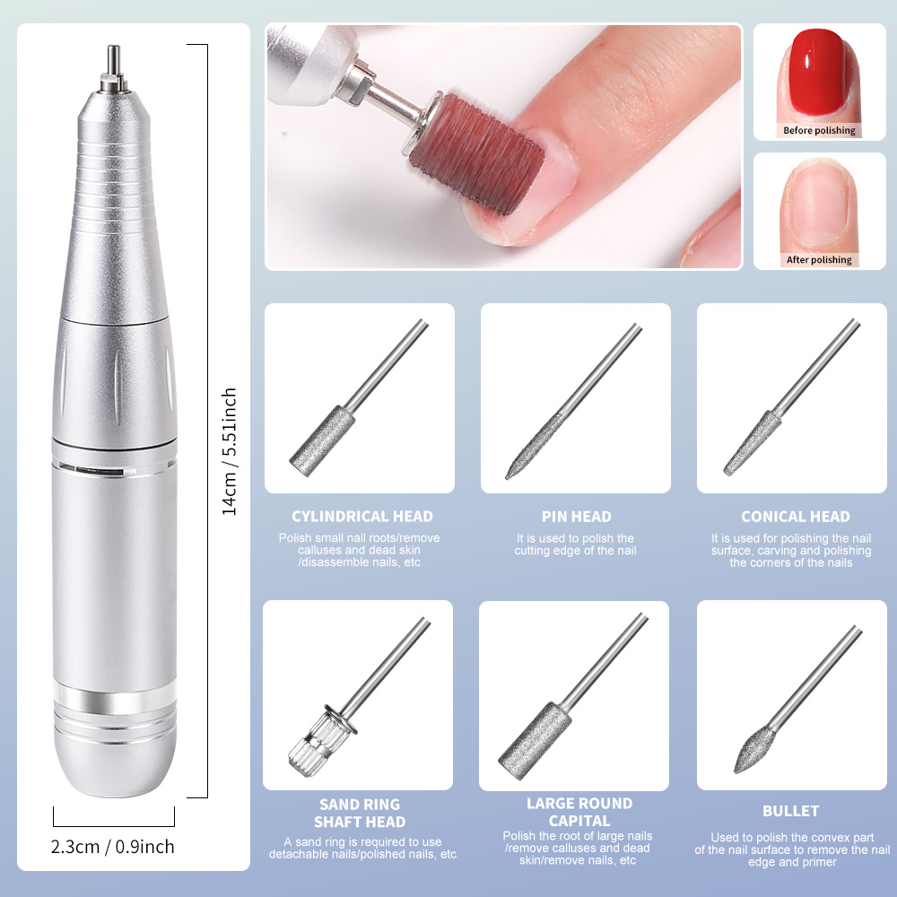 Electric 45000RPM Nail Drill Machine Rechargeable Portable Nail File Electric DIY Nail Drill Kit With Smart LCD Screen For Gel Nail Manicure And Pedicure Reflective Body Etc - Image 4