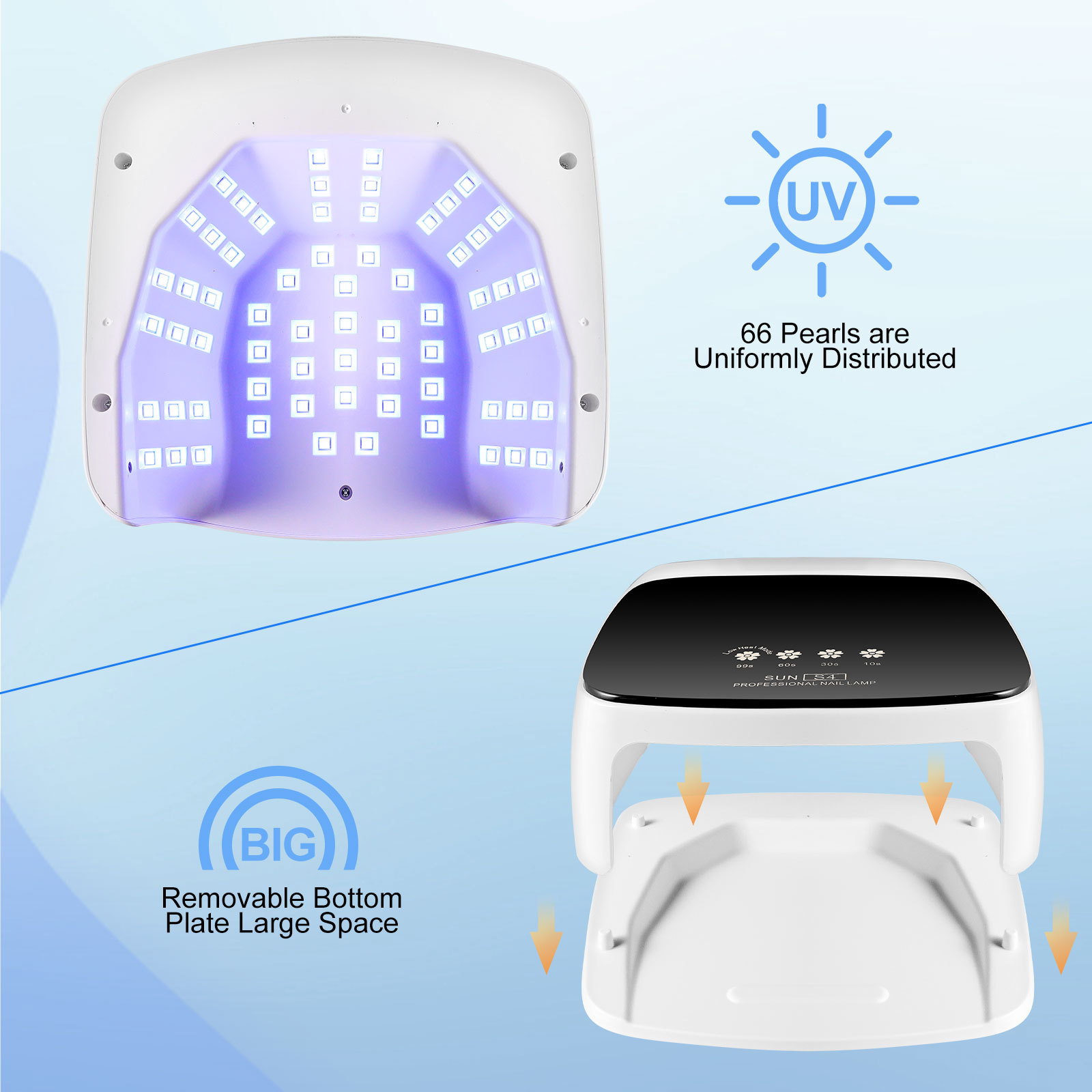 UV Nail Lamp, Professional Cordless UV LED Lamp For Nails 66Pcs Lamp Beads Automatic Sensor Gel Nail Uv Light For Nail Art At Home And In Salons - Image 3