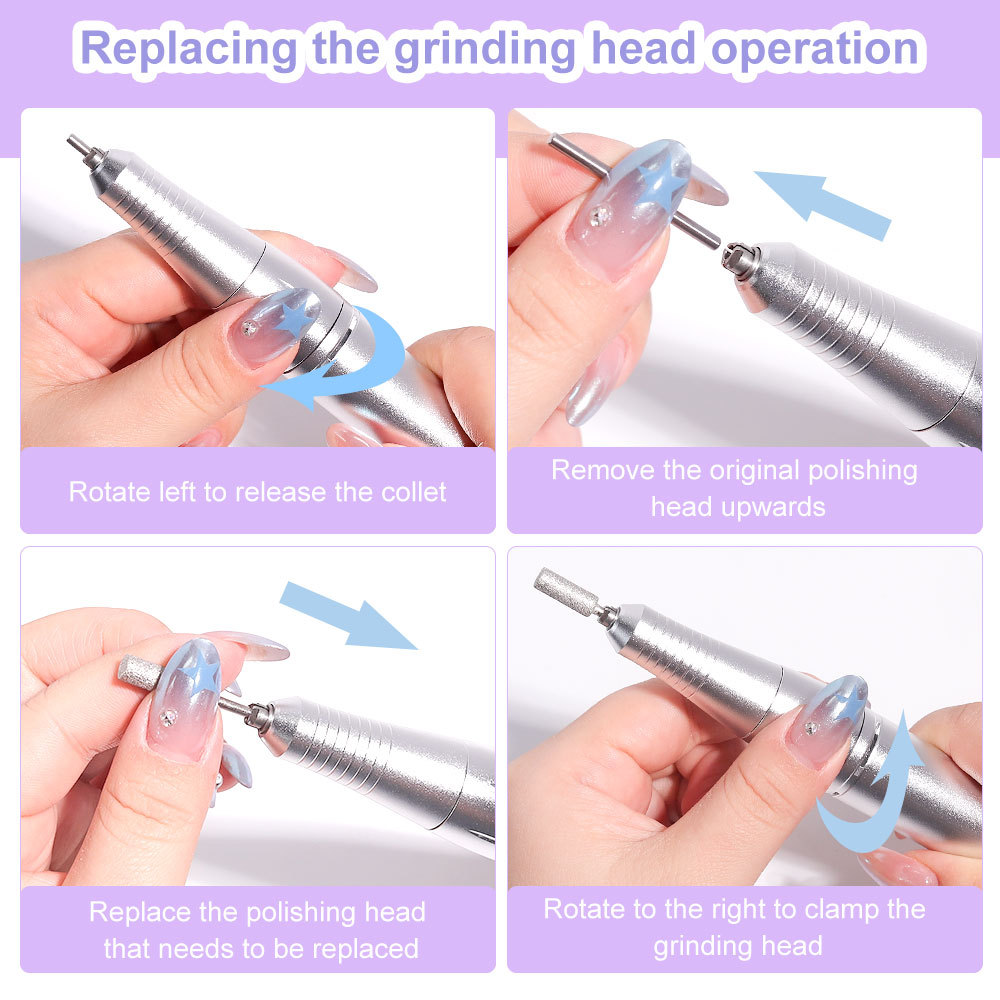 Electric Nail Drill Professional 45000RPM - Rechargeable Nail Drill Kit Portable Electric Nail File With Complete Bits For Acrylic Nails Gel Polishing Removing - Image 2
