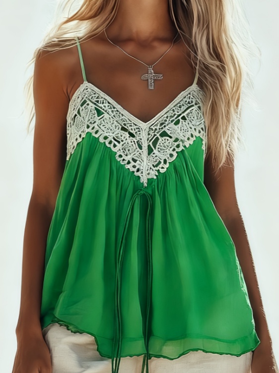 Bohemian Style Lace Patchwork Camisole For Women - Image 6