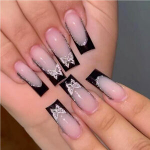 24 PCS Black P Ink Butterfly Nail Art