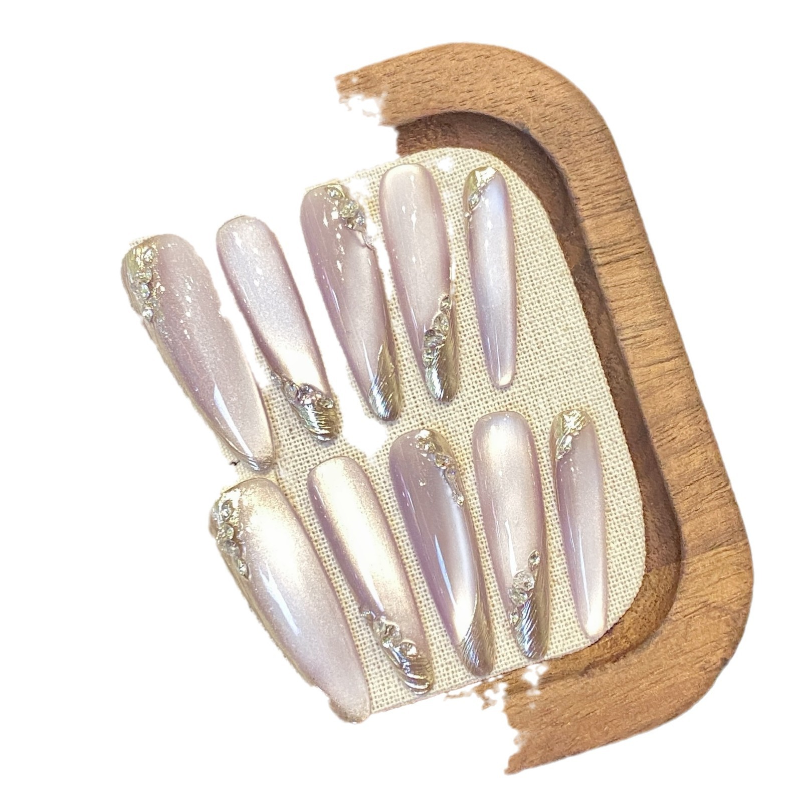 French Gradient Moon Shadow Zihui Gentle Temperament Pile Rhinestone Removable Wear Armor - Image 4