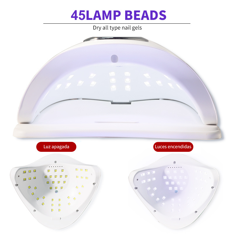 UV LED Nail Lamp, Nail Dryer For Gel Polish With 45Pcs Lamp Beads And Automatic Sensor 4 Timer Setting Professional Nail Art Tools - Image 4