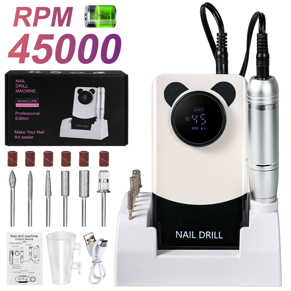 Electric 45000RPM Nail Drill Machine Rechargeable Portable Nail File Electric DIY Nail Drill Kit With Smart LCD Screen For Gel Nail Manicure And Pedicure Reflective Body Etc - Image 7