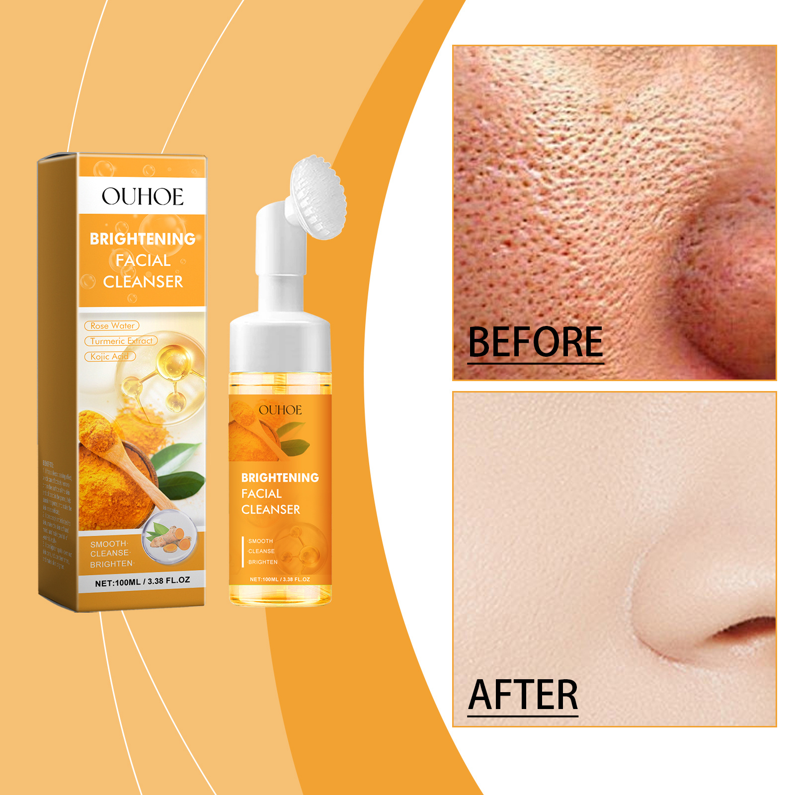 OUHOE Turmeric Cleanser Gently Cleanses Facial Skin, Moistens, Nourishes And Nourishes Skin Without Straining - Image 5