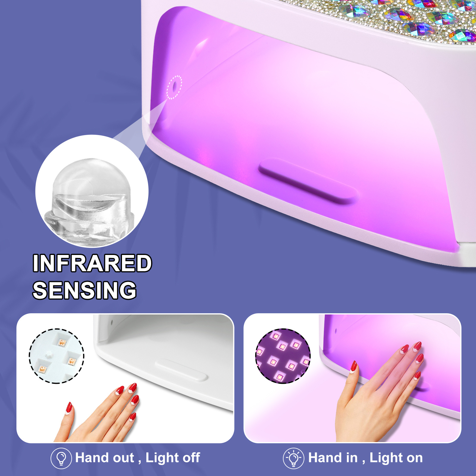 Professional UV LED Nail Lamp For Gel Nails, Cordless Nail Lamp Rechargeable Nail Dryer For Gel Polish, UV Curing Light With 4 Timer & Automatic Sensor, UV Light Lamp For Nail Art Salon At Home - Image 6