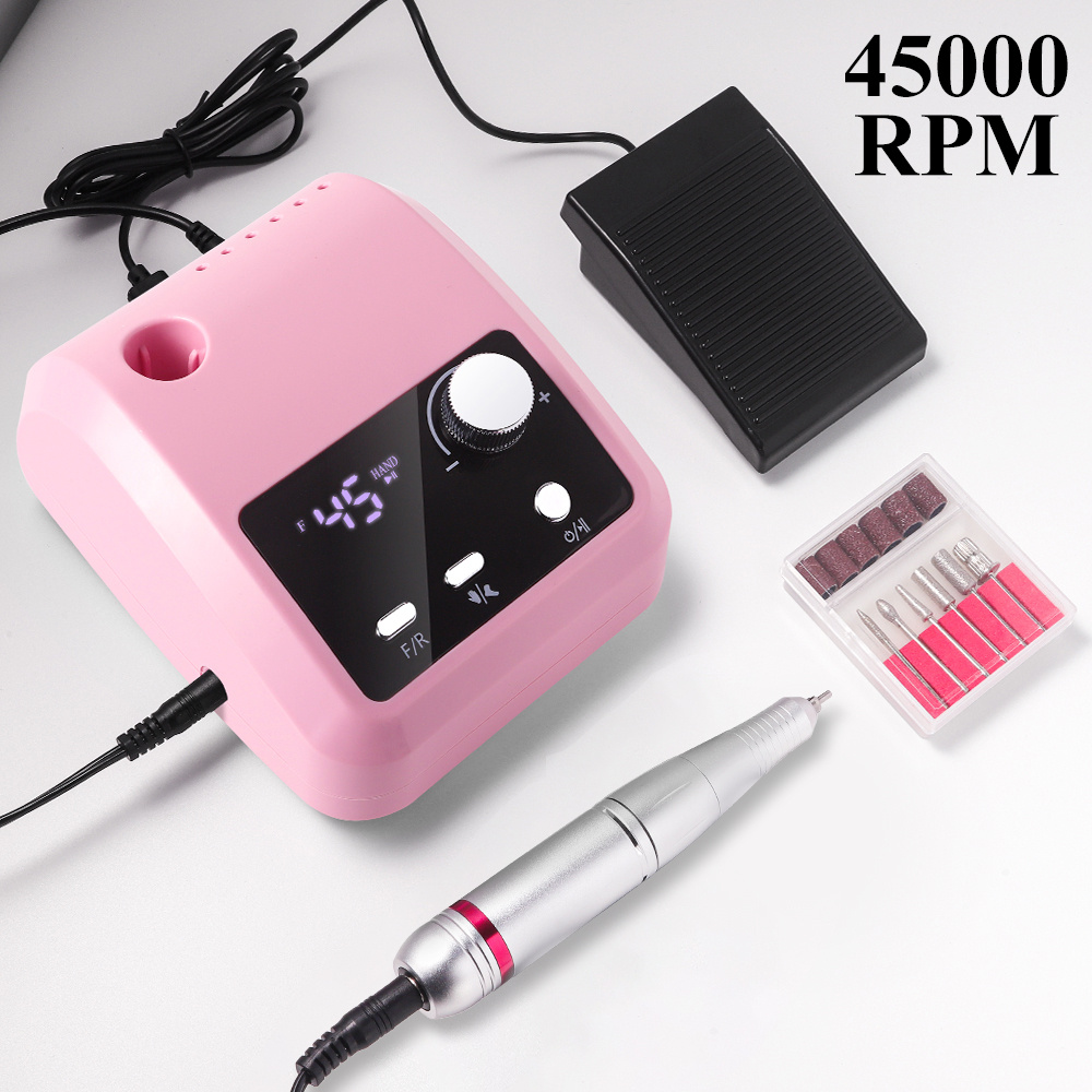 Electric Nail Drill Professional - 45000 RPM Nail File Kit Machine With LCD Display, Hand & Foot Control Low Noise For Acrylic, Gel Nails, Manicure & Pedicure - Salon & Home Use - Image 7