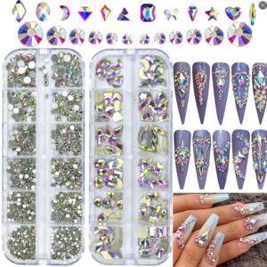 12-grid Water Drop Heart AB Crystal Nail Art Decorations