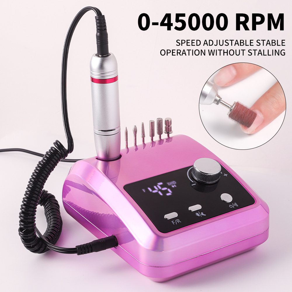 Electric Nail Drill Professional - 45000 RPM Nail File Kit Machine With LCD Display, Hand & Foot Control Low Noise For Acrylic, Gel Nails, Manicure & Pedicure - Salon & Home Use - Image 6