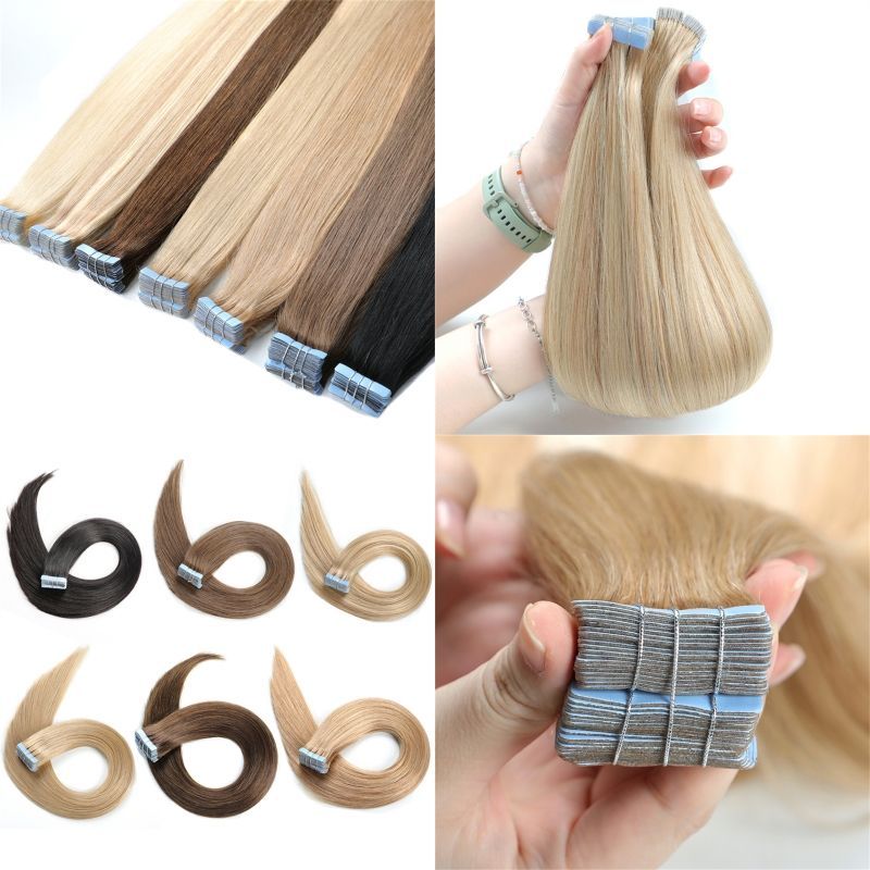 Double Pull Full Virgin Real 50g Hair Extension Long With Weft Invisible Skin Weft 20 Thick Seamless Human Hair - Image 3