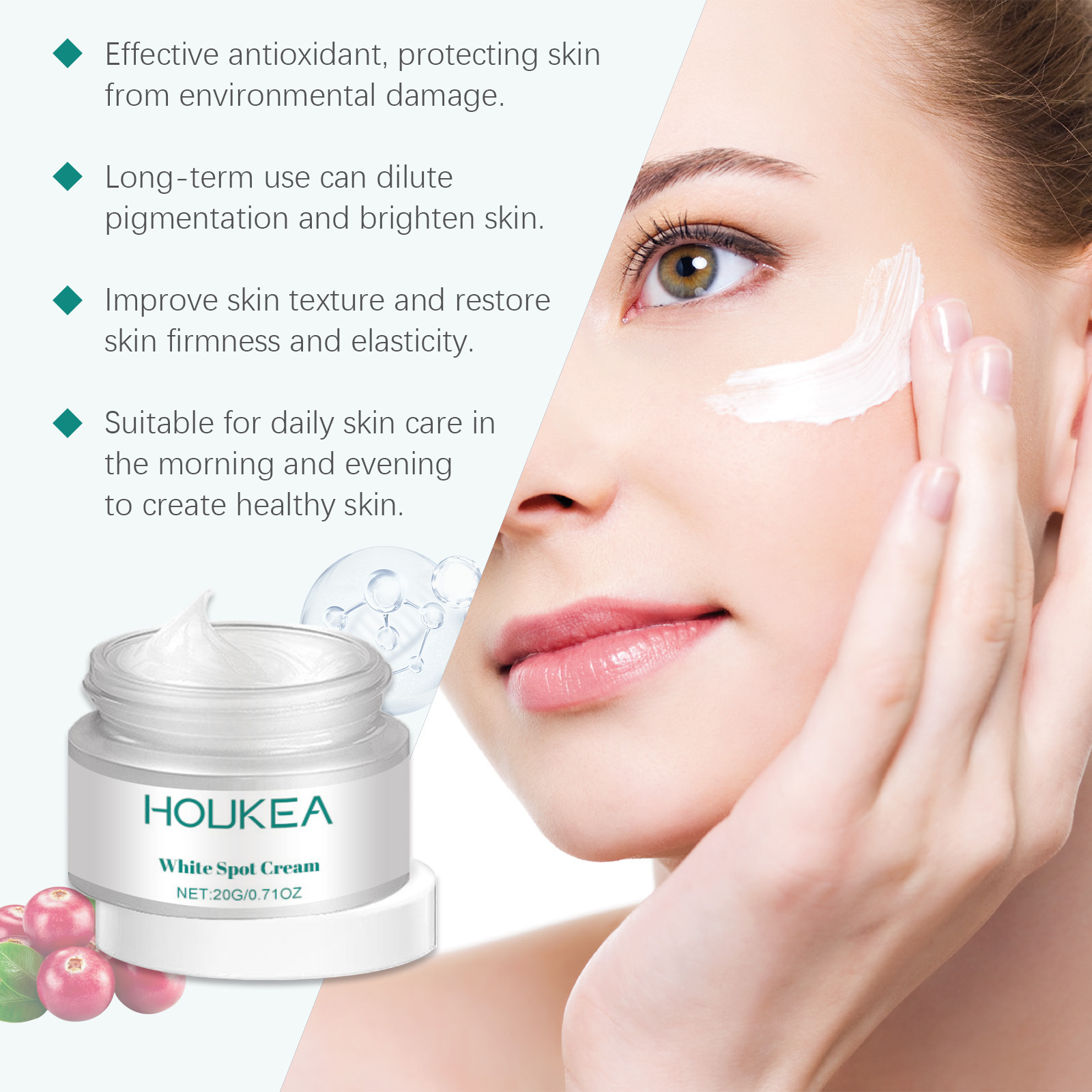 Houkea Moisturizing Cream Moisturizes And Elevates Facial Skin Daily Skin Care Moisturizing, Brightening, Smoothing And Firming Cream - Image 3