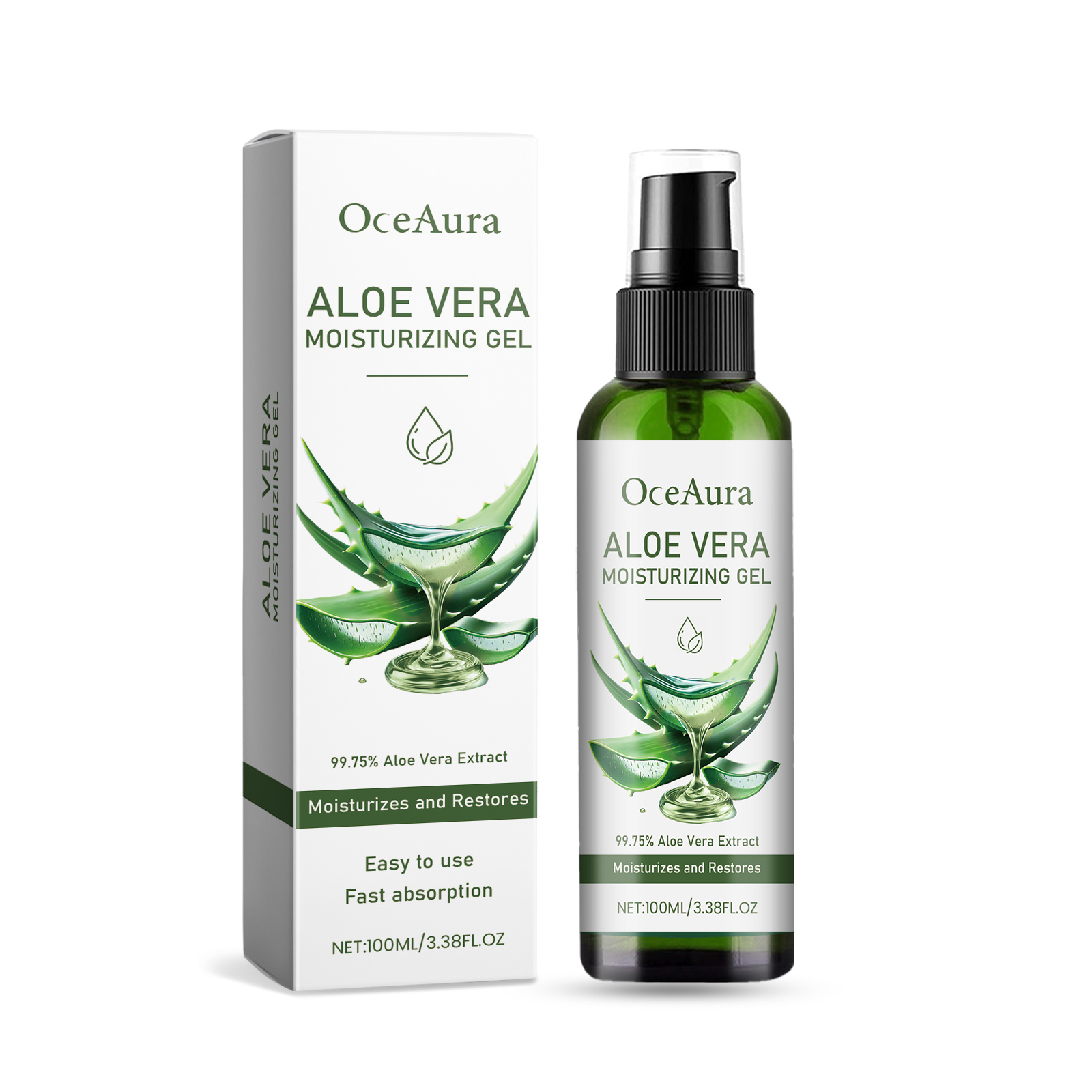 OceAura Aloe Vera Moisturizing Gel Gently Nourishes Facial Skin, Moisturizing And Refreshing Aloe Vera Gel - Image 2