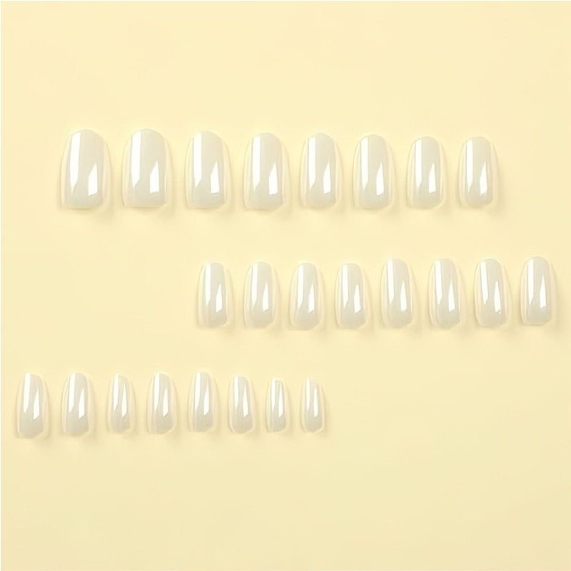 24 PCS Aurora White Nail Art, Length Long Water Pipe Fake Nails, Had Nail Tips False Nail - Image 2