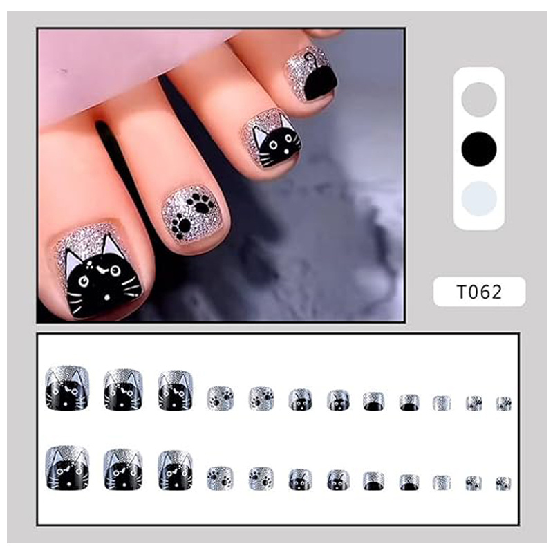 24PCS Press On Nails Fake ToeNails,Stick On Nails,Artificial Fake Toe Nail Set - Image 2