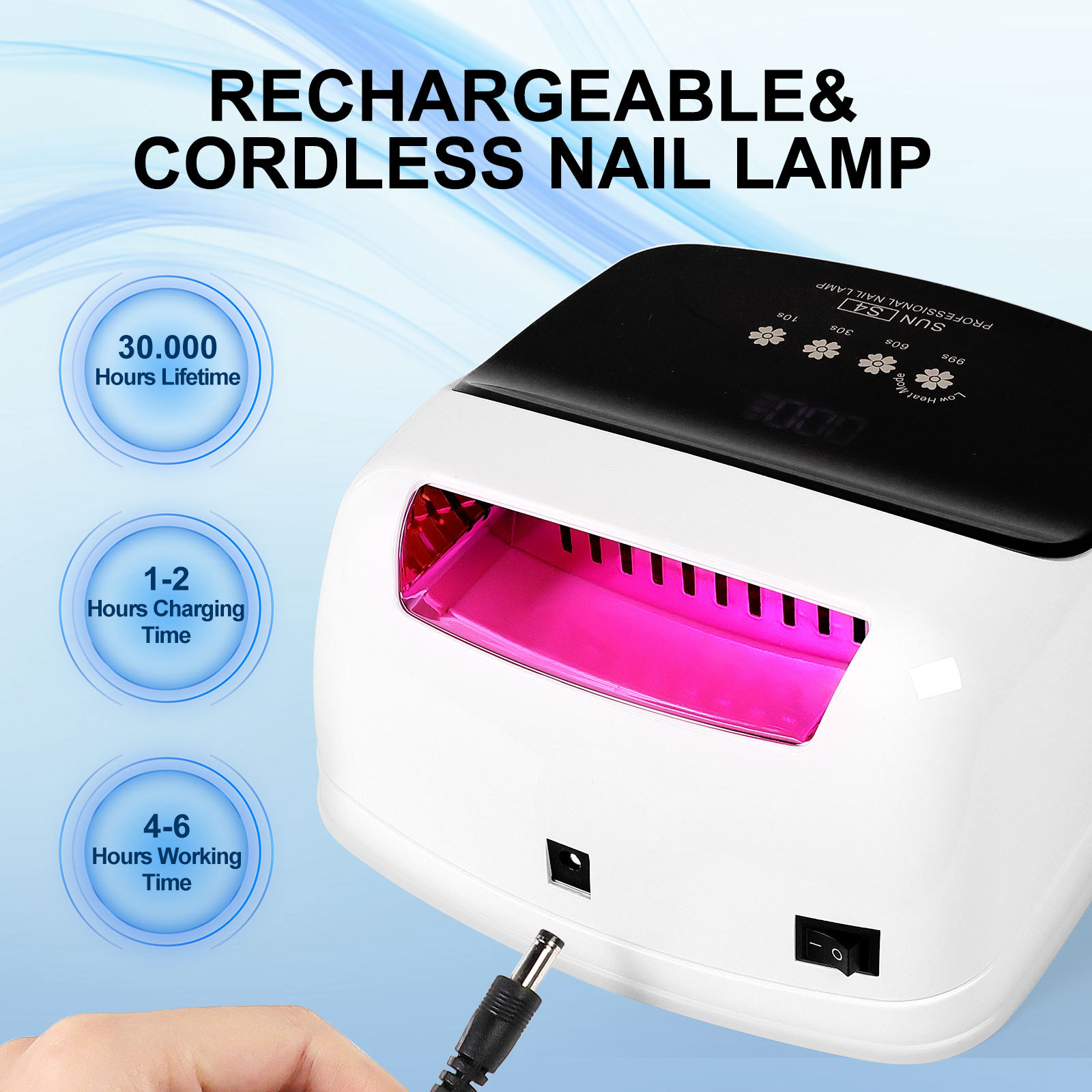UV Nail Lamp, Professional Cordless UV LED Lamp For Nails 66Pcs Lamp Beads Automatic Sensor Gel Nail Uv Light For Nail Art At Home And In Salons - Image 2