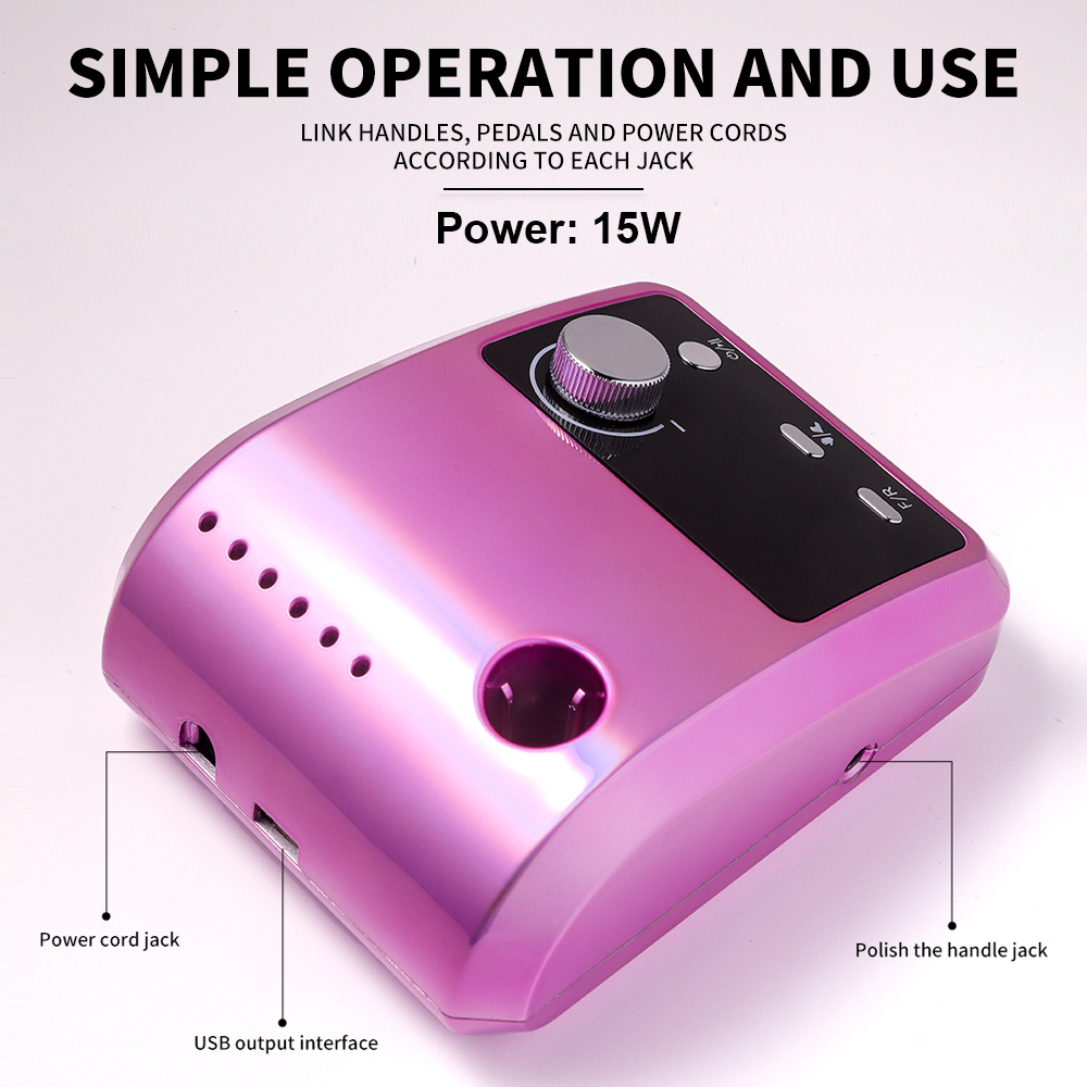 Electric Nail Drill Professional - 45000 RPM Nail File Kit Machine With LCD Display, Hand & Foot Control Low Noise For Acrylic, Gel Nails, Manicure & Pedicure - Salon & Home Use - Image 5