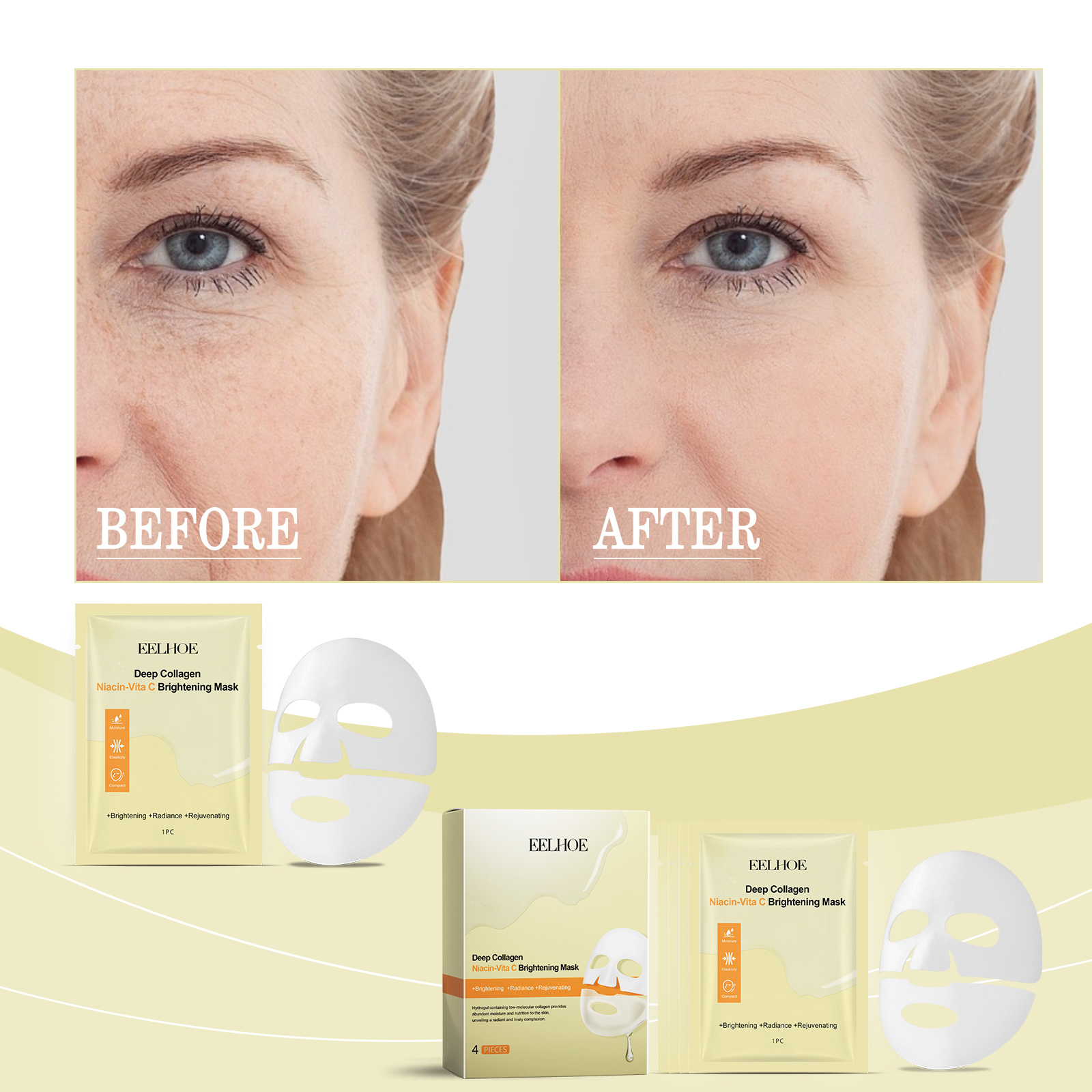 EELHOE Niacin Vitamin C Whitening Mask (Bag) Hydrating, Moisturizing And Nourishing Skin Daily Skin Care And Beauty Mask - Image 7