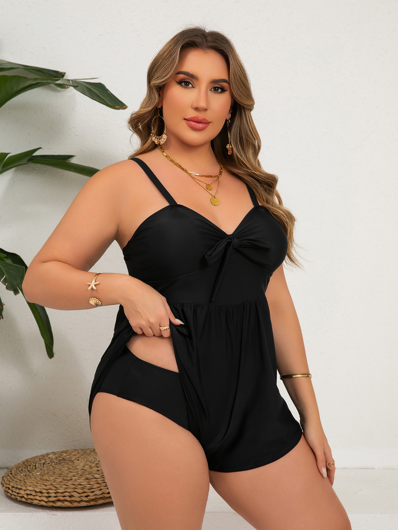 New Elegant And Fashionable Women's StyleWomen's Swimsuit For Beach Vacation With High Neck And Adjustable StrapsBeach Tankini-M062 - Image 8