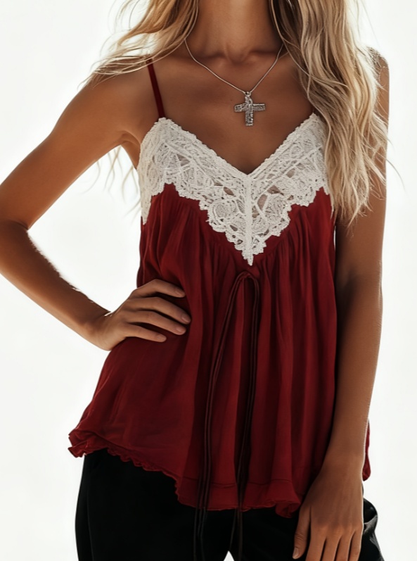 Bohemian Style Lace Patchwork Camisole For Women - Image 7