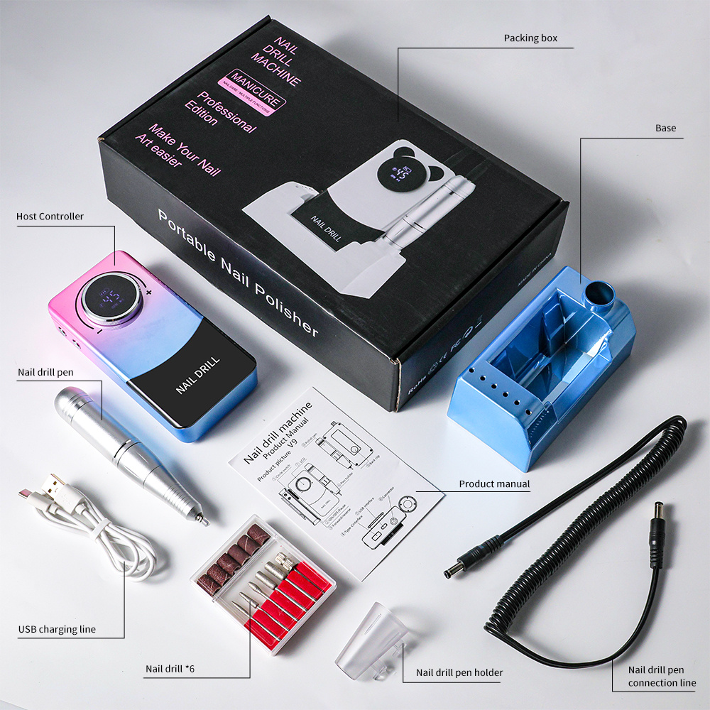 Electric 45000RPM Nail Drill Machine Rechargeable Portable Nail File Electric DIY Nail Drill Kit With Smart LCD Screen For Gel Nail Manicure And Pedicure Reflective Body Etc - Image 4