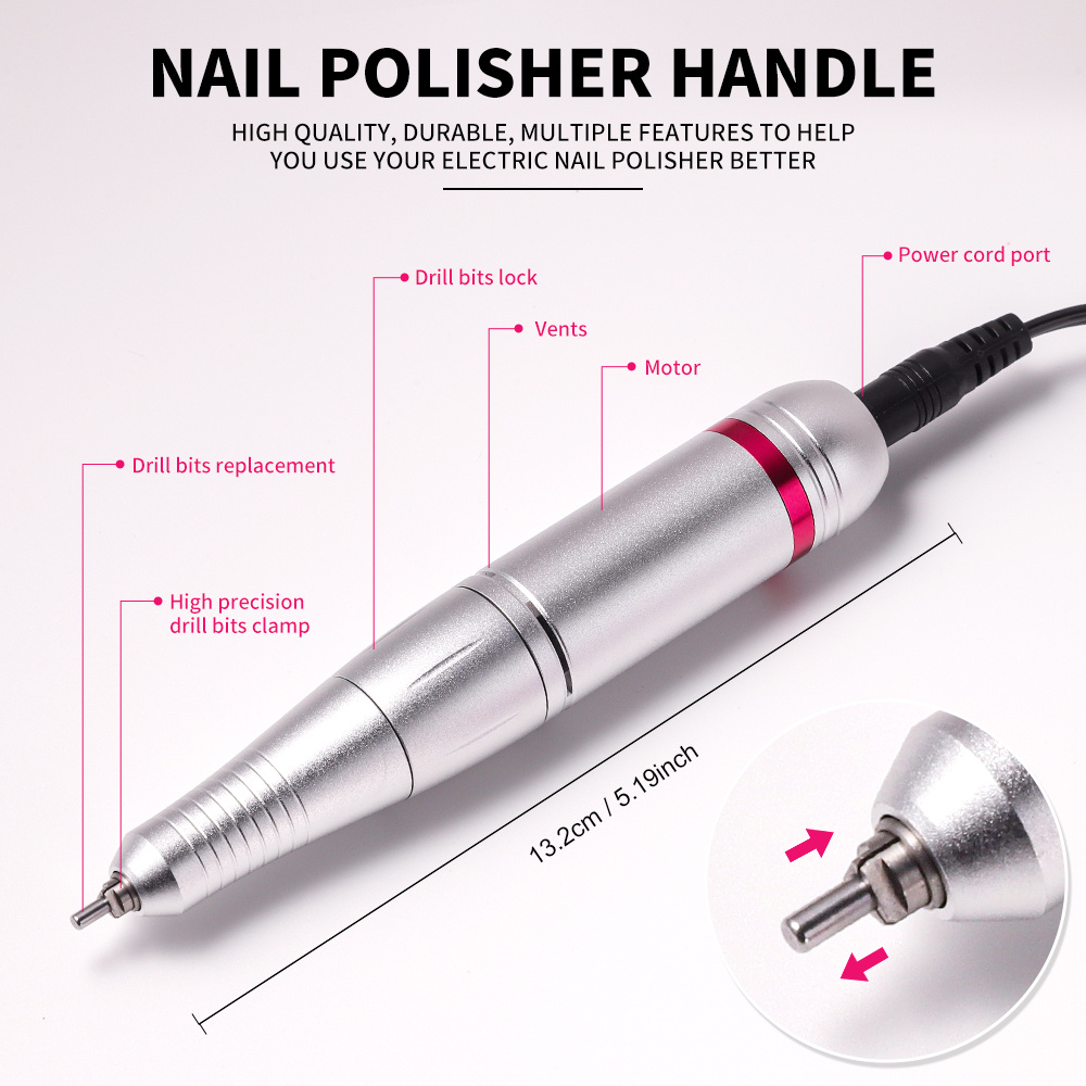 Electric Nail Drill Professional - 45000 RPM Nail File Kit Machine With LCD Display, Hand & Foot Control Low Noise For Acrylic, Gel Nails, Manicure & Pedicure - Salon & Home Use - Image 9