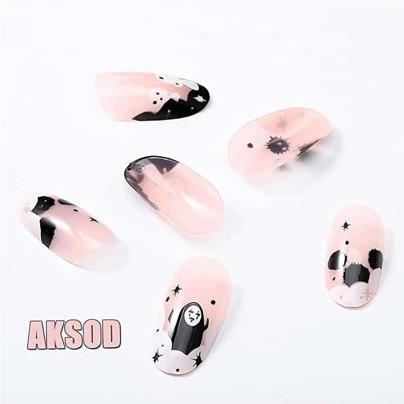 24 PCS Faceless Men Nail Art, Length Long Water Pipe Fake Nails, Had Nail Tips False Nail - Image 7