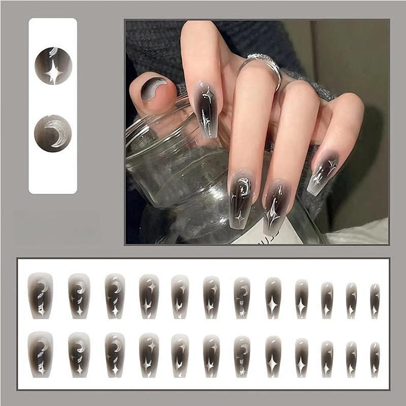 24 PCS Black Silver Star Nail Art - Image 4