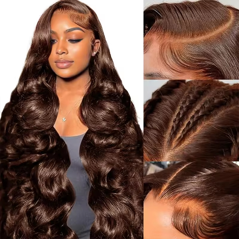 Wig Human Hair Lace Front Wig 13x4 High-Definition Brown Lace Front Wig Human Hair With Aligned Cuticles Vietnam Wig - Image 2