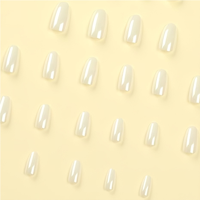 24 PCS Aurora White Nail Art, Length Long Water Pipe Fake Nails, Had Nail Tips False Nail - Image 4