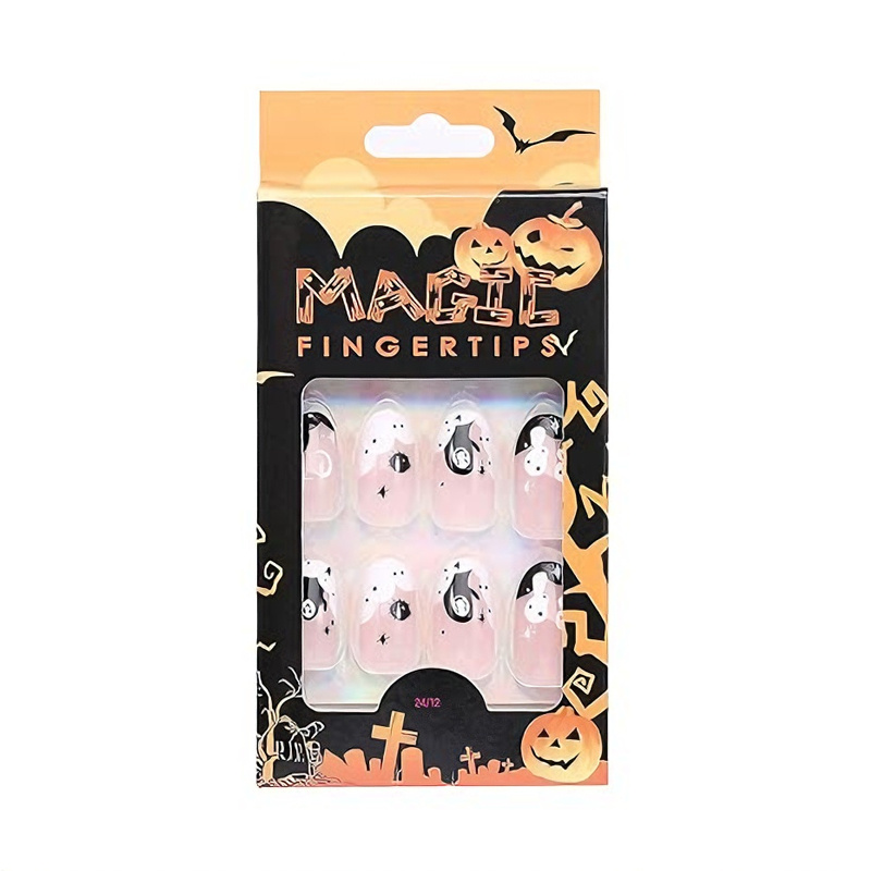 24 PCS Faceless Men Nail Art, Length Long Water Pipe Fake Nails, Had Nail Tips False Nail - Image 2