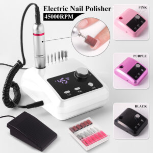 Electric Nail Drill Professional - 45000 RPM Nail File Kit Machine With LCD Display, Hand & Foot Control Low Noise For Acrylic, Gel Nails, Manicure & Pedicure - Salon & Home Use