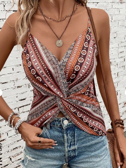 Geo Print Twist Front Cami Top - Image 4