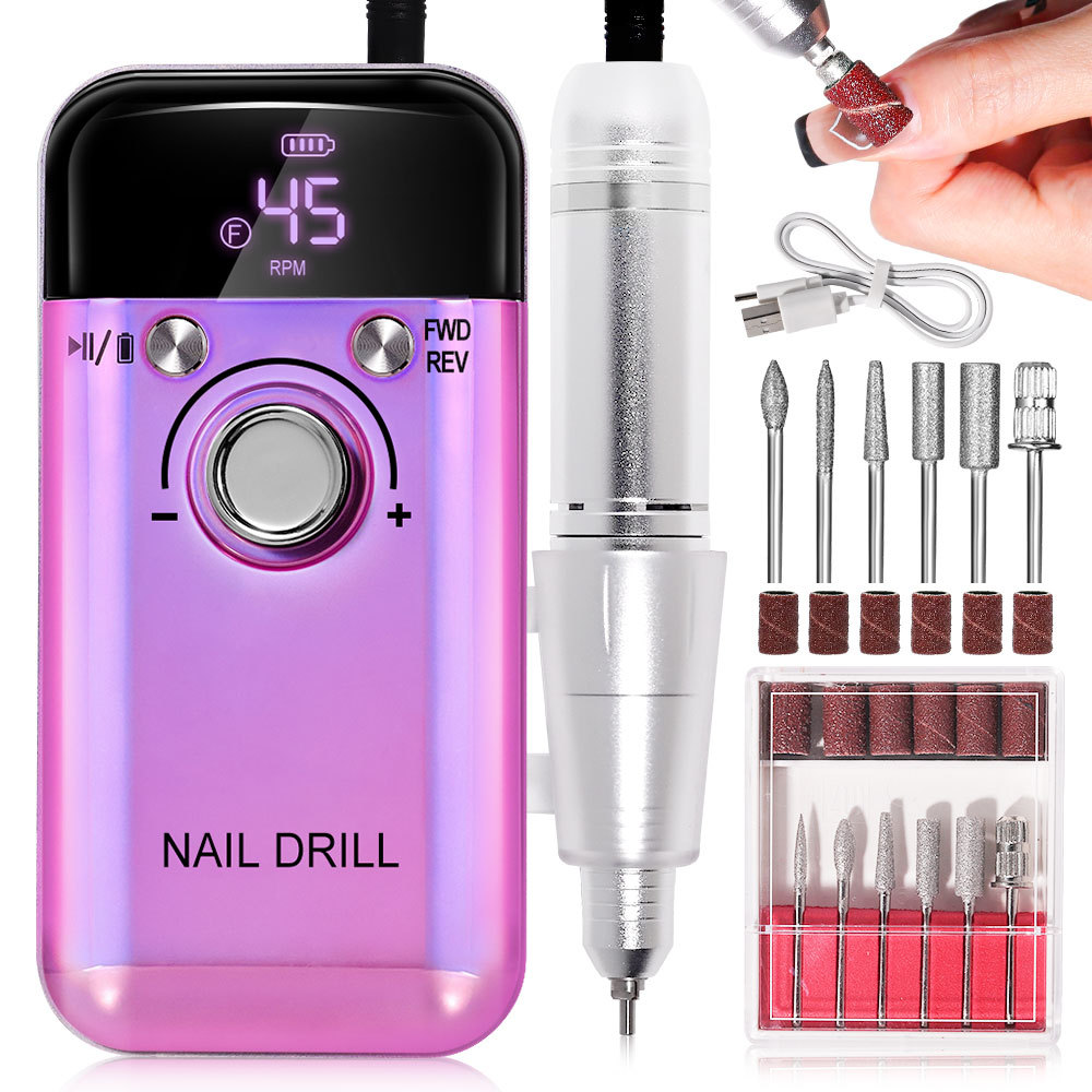 Electric Nail Drill Professional 45000RPM - Rechargeable Nail Drill Kit Portable Electric Nail File With Complete Bits For Acrylic Nails Gel Polishing Removing - Image 8