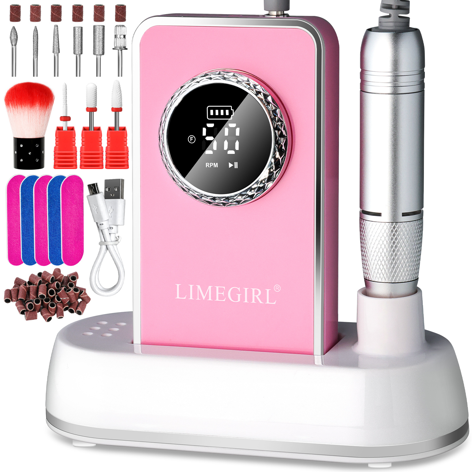 50000RPM Professional Electric Nail File Kit - Rechargeable Cordless Nail Drill For Acrylics Gel Nails, Portable E File Machine With 6 Bits For Home Salon Manicure Pedicure Care - Image 7