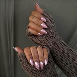 24 PCS Aurora Powder Nail Art, Length Long Water Pipe Fake Nails, Had Nail Tips False Nail