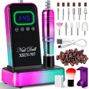 Cordless Nail Drill 45000 RPM, Rechargeable Electric Nail File Kit For Acrylic Gel Polishing Removing, Nail Drill Kit With Bits & Base, Portable Nail E-File Machine For Manicure Pedicure Salon