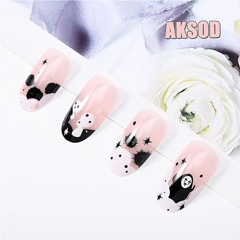 24 PCS Faceless Men Nail Art, Length Long Water Pipe Fake Nails, Had Nail Tips False Nail - Image 9