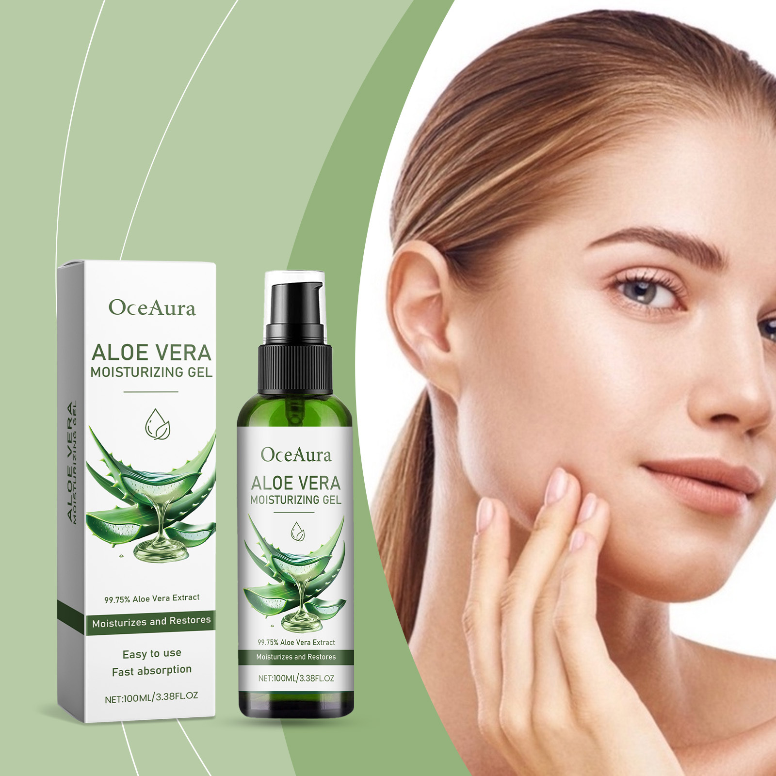 OceAura Aloe Vera Moisturizing Gel Gently Nourishes Facial Skin, Moisturizing And Refreshing Aloe Vera Gel - Image 7