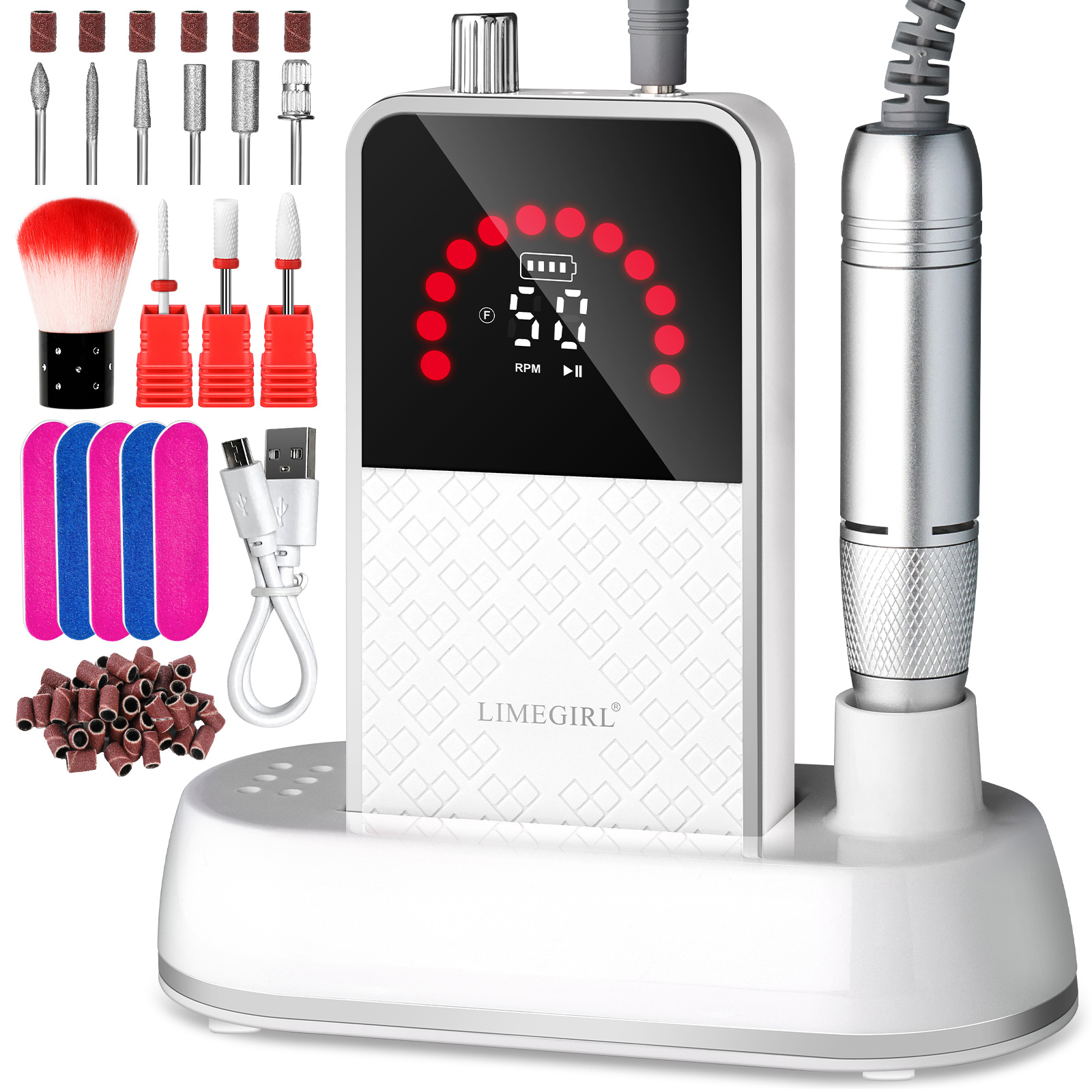 50000RPM Professional Electric Nail File Kit - Rechargeable Cordless Nail Drill For Acrylics Gel Nails, Portable E File Machine With 6 Bits For Home Salon Manicure Pedicure Care - Image 10