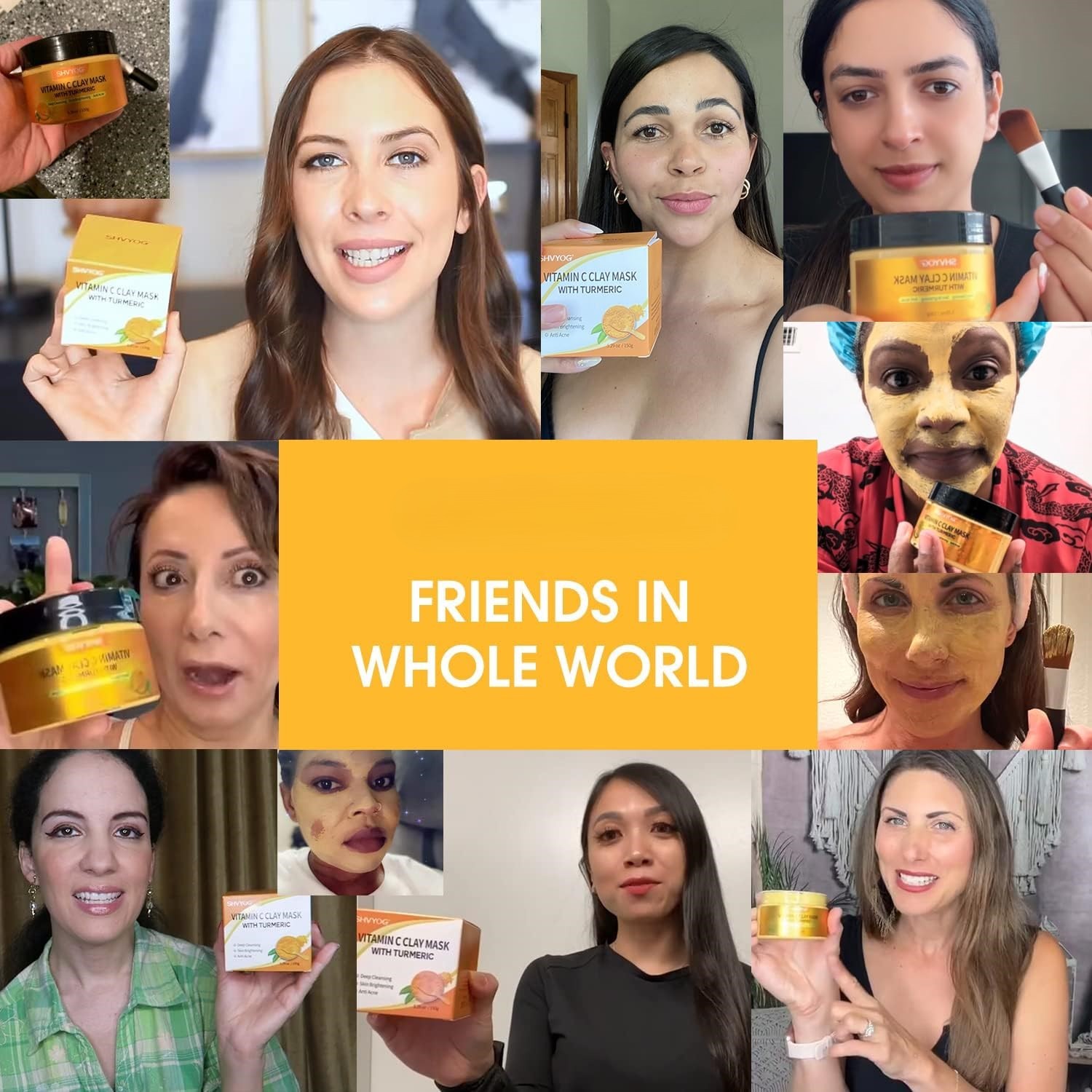 Turmeric Vitamin C Clay Mask With Kaolin Clay For Dull & Blemish-Prone Skin, Deep Cleansing Facial Mask For Controlling Oil And Refining Pores - Image 2