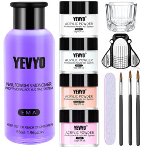 Acrylic Nail Kit, Acrylic Powder And Liquid Set, With Clear, Nude, Pink, White Nail Powder And Monomer, Professional Acrylic Nail Brush Nail Forms For Acrylic Nails Extension, Beginner And Home DIY
