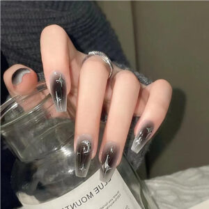 24 PCS Black Silver Star Nail Art