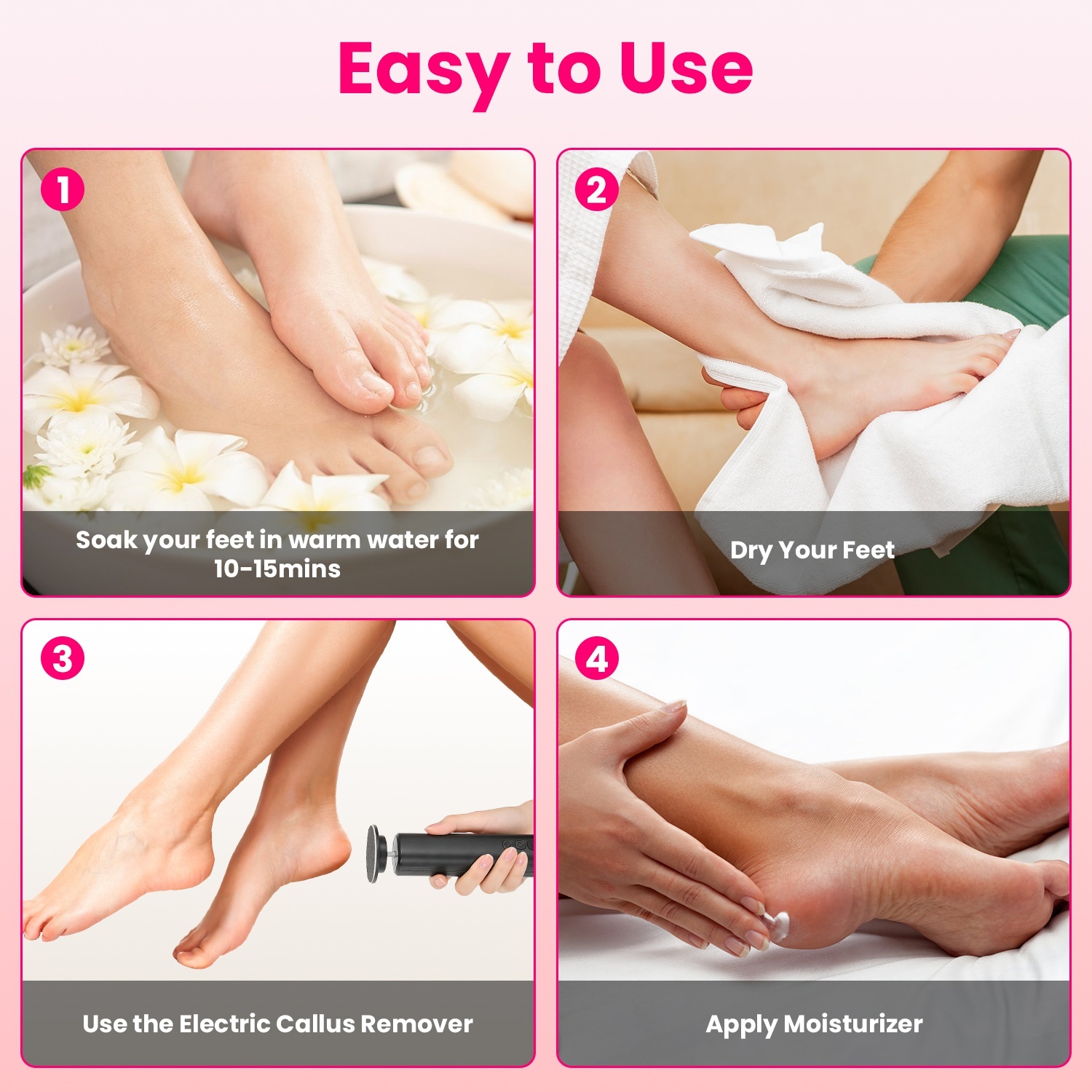 2 In 1 Electric Foot Callus Remover Nail Grinder Feet Care Kit For Women Rechargeable Foot File With 40 Sanding Discs Bands For Dead Skin Cracked Heels Home Salon Use - Image 2