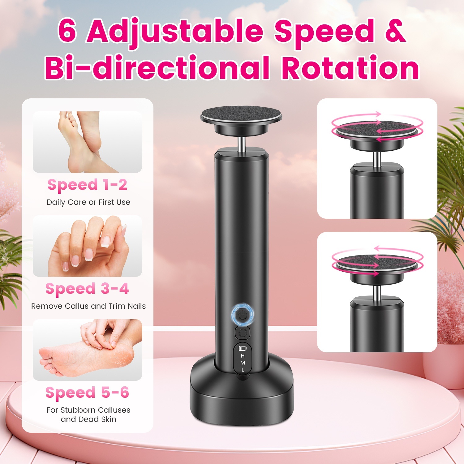 2 In 1 Electric Foot Callus Remover Nail Grinder Feet Care Kit For Women Rechargeable Foot File With 40 Sanding Discs Bands For Dead Skin Cracked Heels Home Salon Use - Image 3