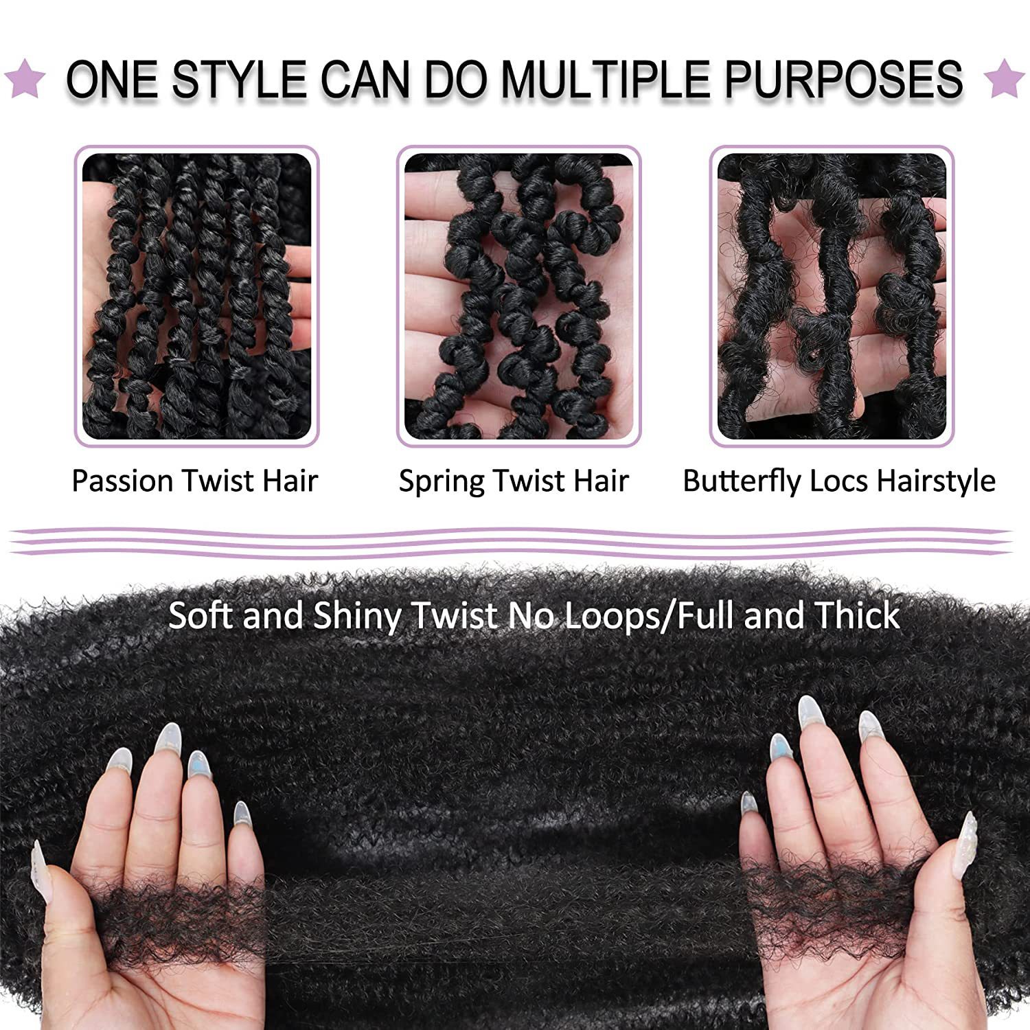 22 Inch Soft Springy Afro Twist Hair Pre-Separated Spring TwistFor Soft Faux Locs Crochet Synthetic Hair Extensio Syntheticwigs N For Women Curly Hair Wig Ready To Wear 3in1 Half WigSynthetic Wigs - Image 9